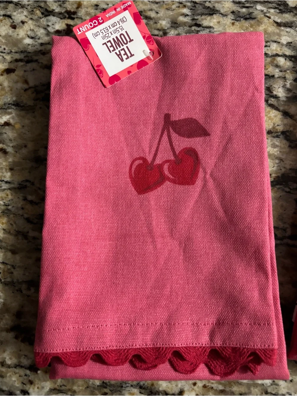 2 Pack Cherry Print Tea Towels (Total of 4 Towels)
